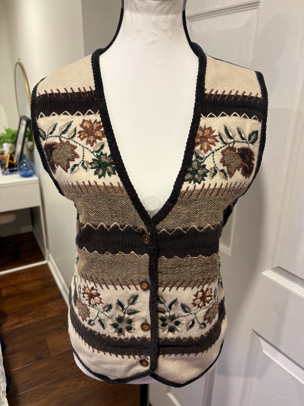 Vintage New Directions Cottagecore Floral Wool Blend Vest